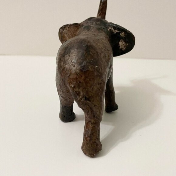 Vintage Elephant Trunk Up Metal Figurine 6 Inch Long Figure Flaws - Picture 7 of 16